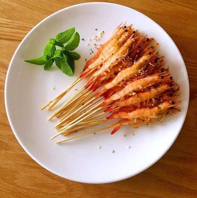 烤盐香串串虾图片