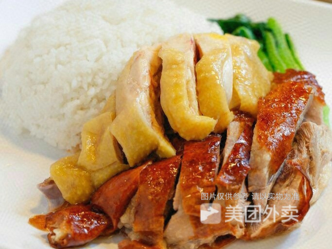 烧鸭拼白切鸡饭图片