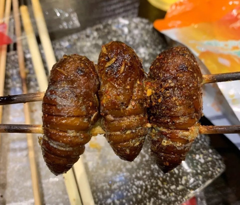 烤蚕蛹图片
