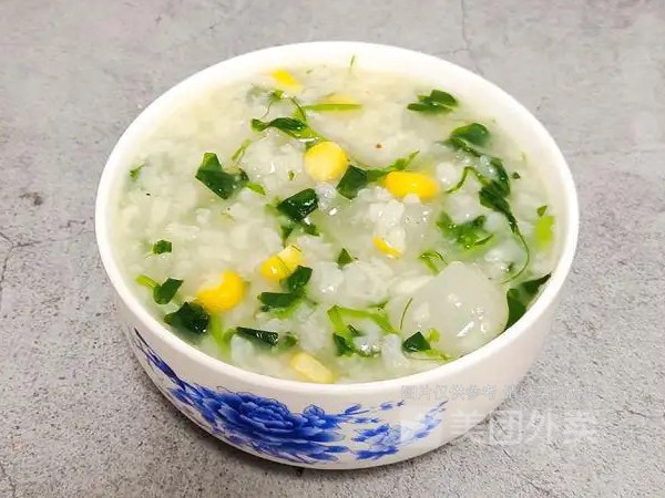 玉米青菜粥图片