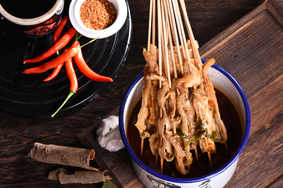 特色茶缸大片毛肚图片