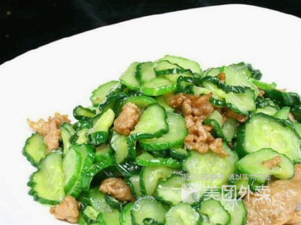 黄瓜肉片盖饭图片