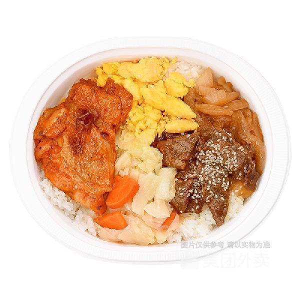 牛肉鸡排双拼饭图片