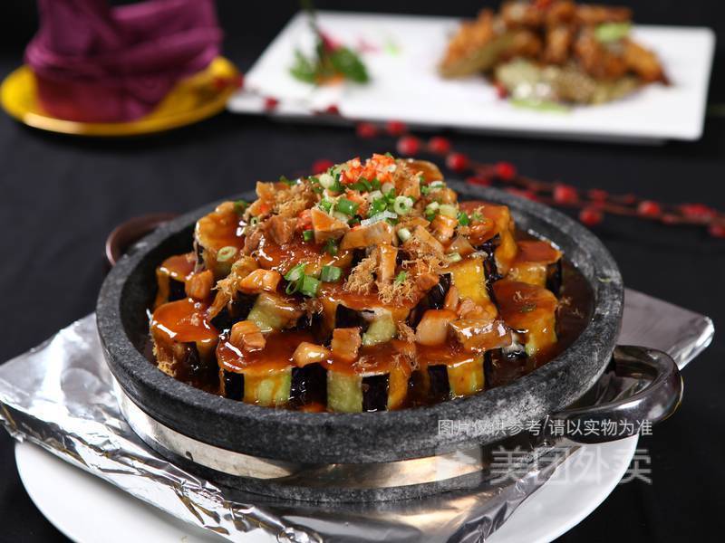 石板酱烧茄子图片