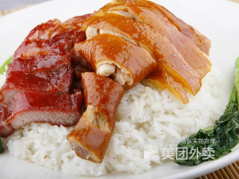叉烧拼烧肉饭图片