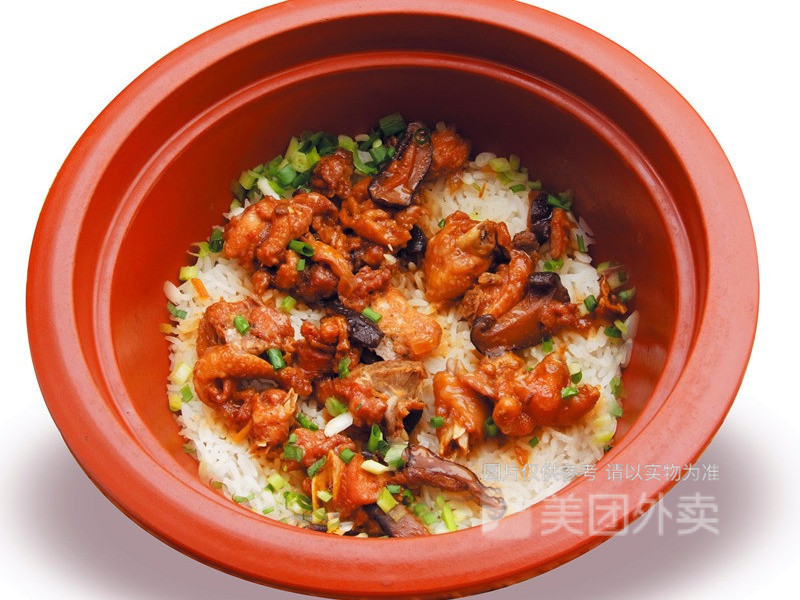 香菇滑鸡紫砂煲仔饭套餐图片