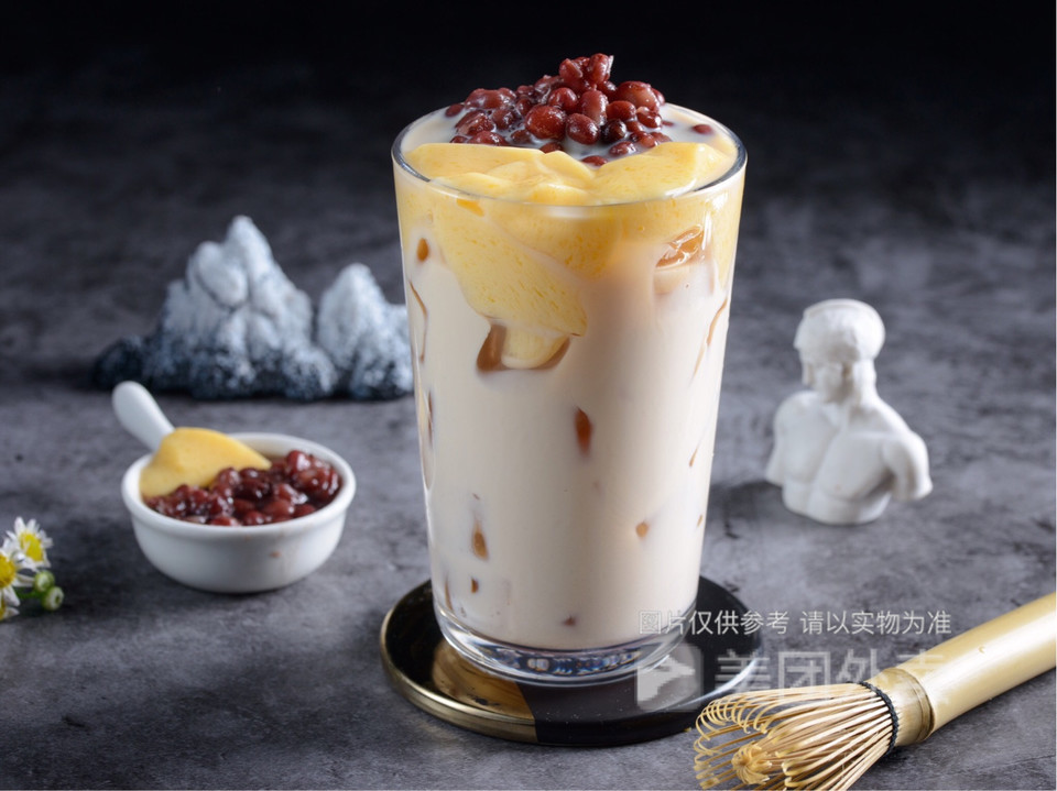 红豆布丁奶茶图片